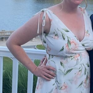 Lulu's White and Pink Floral Dress